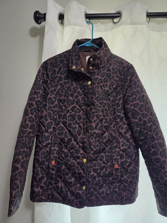 St. John's Bay Jackets & Blazers - Quilted Leopard Print Women's Jacket - Brown/Black